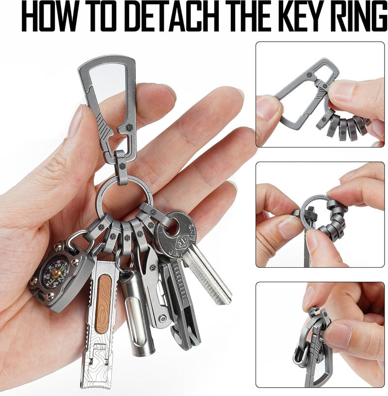KeyUnity مشبك مفاتيح كارابيني من التيتانيوم، حامل مفاتيح EDC سريع الإطلاق مع حلقة مفاتيح - Image 2